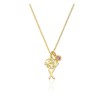 Blooming Birth Flower Initial Necklace with Birthstone in 18ct Gold Plating