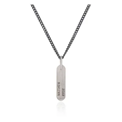 Vertical Bar Men Necklace in Matte Sterling Silver