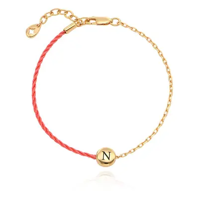 Half and Half Pink Initial Bracelet with Diamond in 18ct Gold Plating