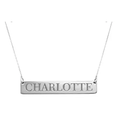 Engraved Horizontal Bar Necklace in 10ct White Gold