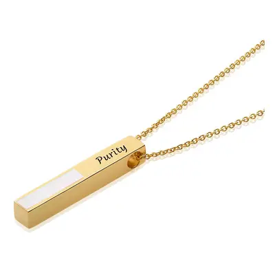 Abbey 3D Bar Necklace with Semi-Precious Stone in 18ct Gold Plating