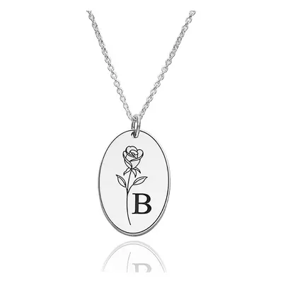 Meadow Birth Flower Initial Necklace in Sterling Silver