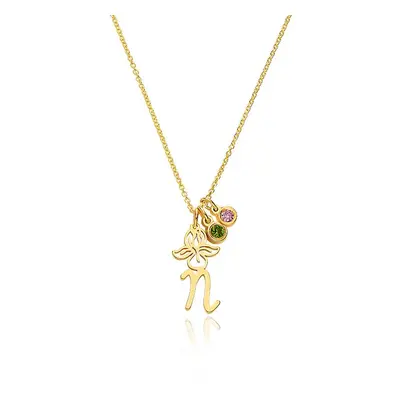 Blooming Birth Flower Initial Necklace with Birthstone in 18ct Gold Vermeil