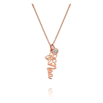 Blooming Birth Flower Name Necklace with 0.25ct Diamond in 18ct Rose Gold Plating