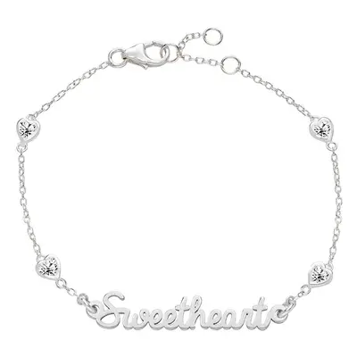 Charli Heart Chain Name Bracelet in Sterling Silver