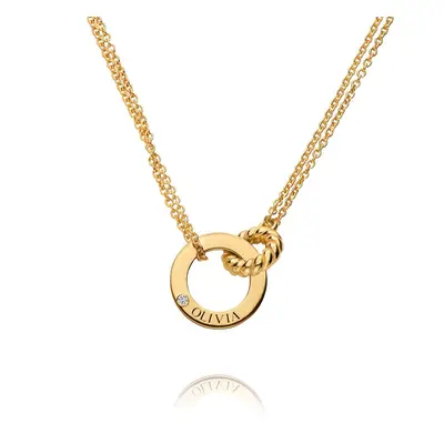 Grace Interlocking Necklace with Diamond in 18ct Gold Vermeil