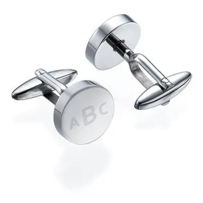 Personalised Round Letter Cufflinks in Stainless Steel