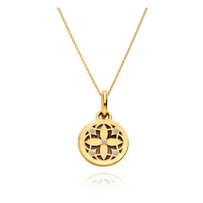 Floret Photo Pendant Necklace in 18ct Gold Plating with Diamonds