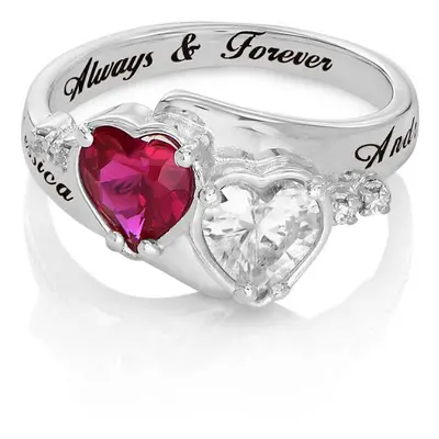 Evermore Promise Ring with CZ Heart Stones in Sterling Silver