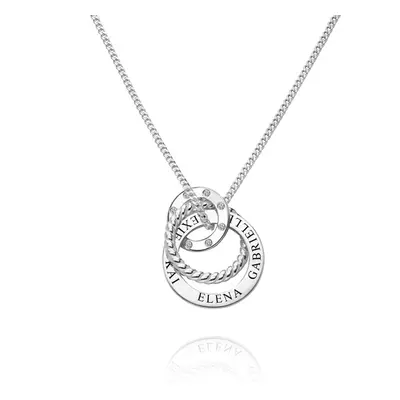 Alta Engraved Necklace with Diamonds in Sterling Silver