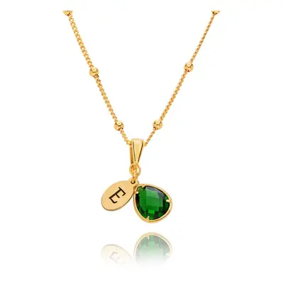 Marlotte Birthstone Initials Drop Necklace in 18ct Gold Vermeil