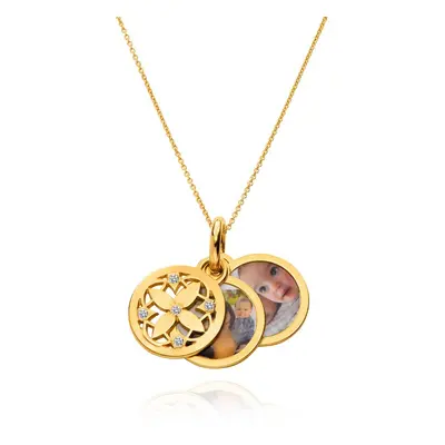 Floret Photo Pendant Necklace in 18ct Gold Vermeil with Diamonds