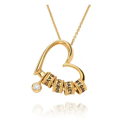 Delina Necklace with Engraved Beads & 0.10CT Diamond in 18ct Gold Plating