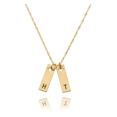 Starlit Initial Pendant Necklace in 14K Solid Yellow Gold