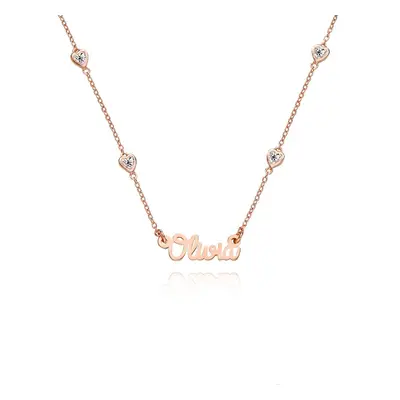 Charli Heart Chain Name Necklace for Girls in 18ct Rose Gold Plating