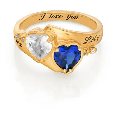 Evermore Promise Ring with CZ Heart Stones in 18ct Gold Vermeil