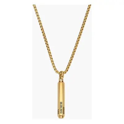 3D Engraved Hexagon Bar Necklace for Men in Stainless Steel with Gold PVD