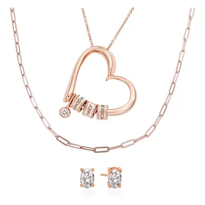 Last Minute Pack Charming Heart Necklace in Rose Gold Plating with 0.25ct Diamond