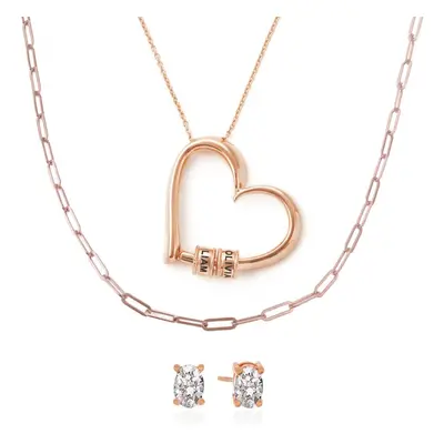 Last Minute Pack Charming Heart Necklace in Rose Gold Plating