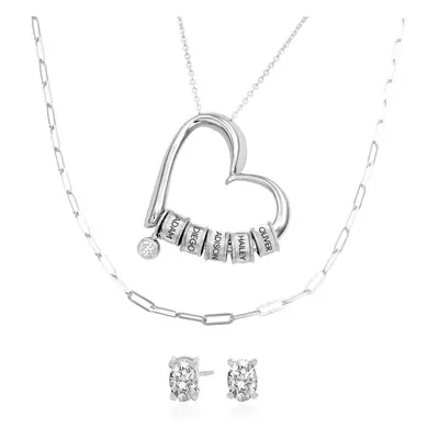 Last Minute Pack Charming Heart Necklace in Sterling Silver with 0.10ct Diamond