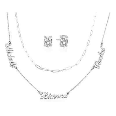 Last Minute Pack Heritage Multiple Name Necklace in 14ct Solid White Gold