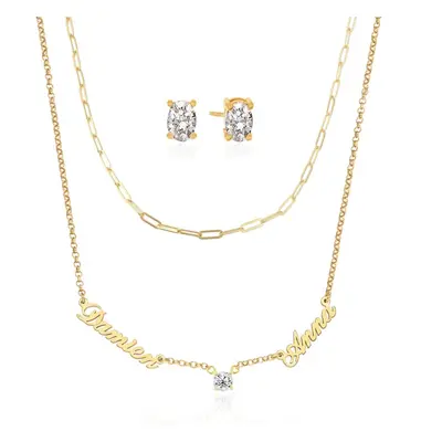 Last Minute Pack Heritage Multiple Name Necklace in Gold Plating with 0.30CT Diamonds