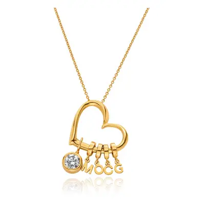 Delina Necklace with Drop Initials & 1CT Diamond in 18ct Gold Vermeil