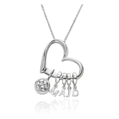 Delina Necklace with Drop Initials & 1CT Diamond in Sterling Silver