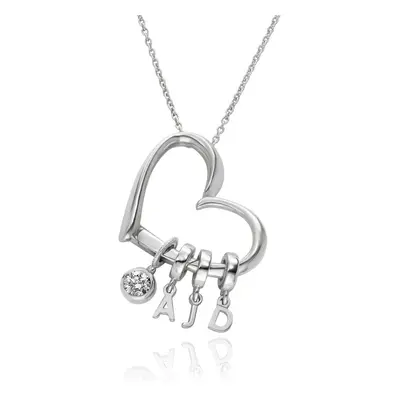 Delina Necklace with Drop Initials & 0.25CT Diamond in Sterling Silver