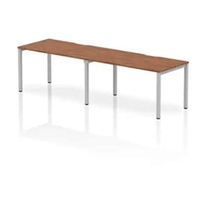 Evolve Single Silver Frame Bench Desk 1400 Walnut (2 Pod) - BE372