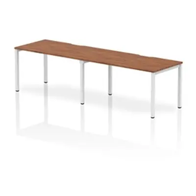 Evolve Single White Frame Bench Desk 1400 Walnut (2 Pod) - BE352