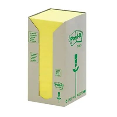 Post-it Notes Recycled Tower 76x76mm Canary Yellow (Pack of 16)