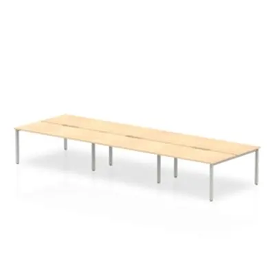 Evolve B2B Silver Frame Bench Desk 1600 Maple (6 Pod) - BE289