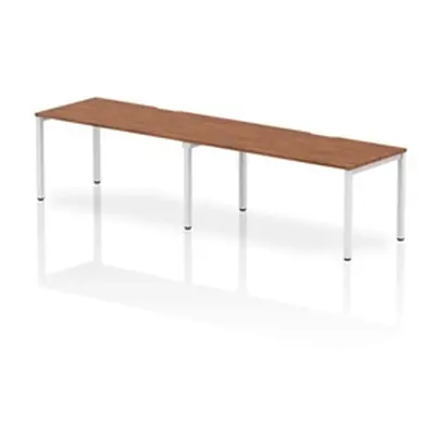 Evolve Single White Frame Bench Desk 1600 Walnut (2 Pod) - BE347