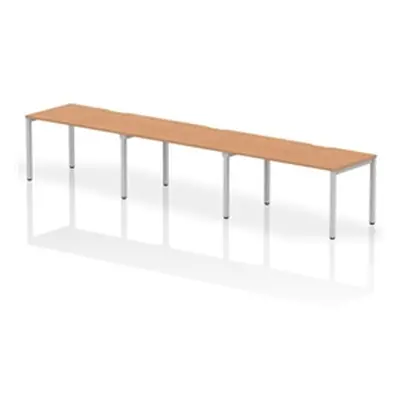 Evolve Single Silver Frame Bench Desk 1400 Oak (3 Pod) - BE415