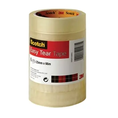 Scotch Easy Tear Clear Tape 25mmx66m (Pack of 6) ET2566T6