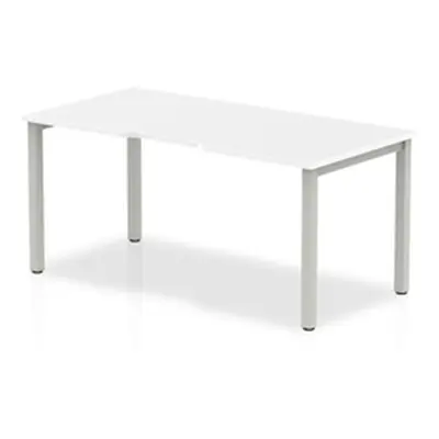 Evolve Single Silver Frame Bench Desk 1600 White - BE126