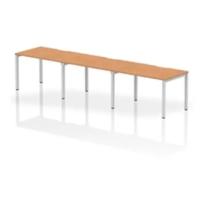 Evolve Single Silver Frame Bench Desk 1200 Oak (3 Pod) - BE420