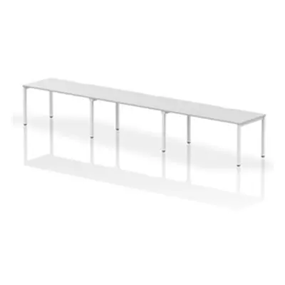 Evolve Single White Frame Bench Desk 1600 White (3 Pod) - BE386