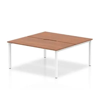 Evolve B2B White Frame Bench Desk 1600 Walnut (2 Pod) - BE147