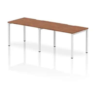 Evolve Single White Frame Bench Desk 1200 Walnut (2 Pod) - BE357