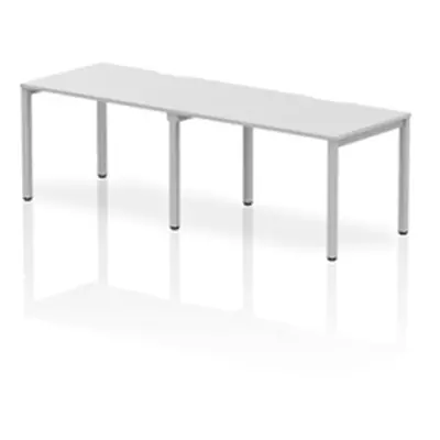 Evolve Single Silver Frame Bench Desk 1200 White (2 Pod) - BE376