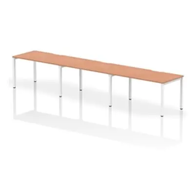 Evolve Single White Frame Bench Desk 1400 Beech (3 Pod) - BE393