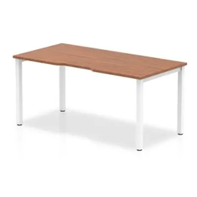 Evolve Single White Frame Bench Desk 1600 Walnut - BE107