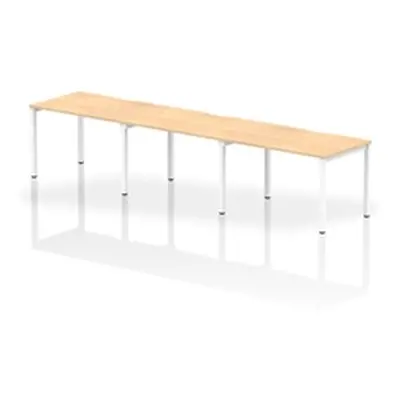 Evolve Single White Frame Bench Desk 1200 Maple (3 Pod) - BE399