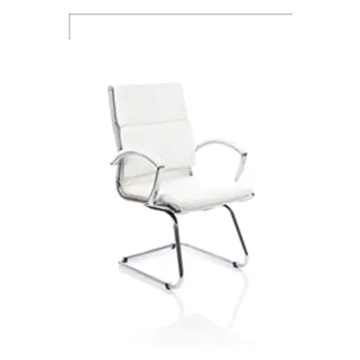 Classic Visitor Cantilever Chair White With Arms - BR0000