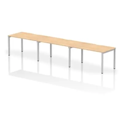 Evolve Single Silver Frame Bench Desk 1400 Maple (3 Pod) - BE414