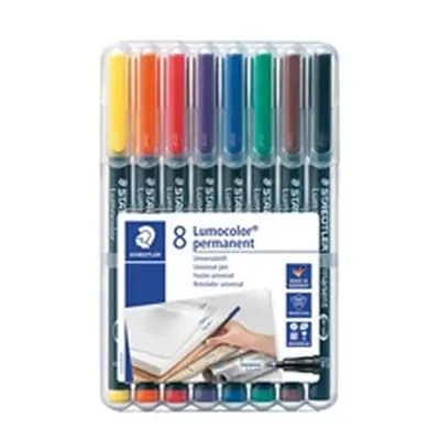 Staedtler Lumocolour Permanent Assorted Marker Pen 0.6mm Line - 318WP8