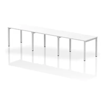 Evolve Single Silver Frame Bench Desk 1200 White (3 Pod) - BE416