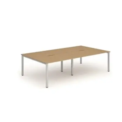 Evolve B2B Silver Frame Bench Desk 1400 Oak (4 Pod) - BE255